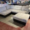 Brown and Tan Modular Sectional Couch with Ottoman