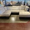 Brown and Tan Modular Sectional Couch with Ottoman