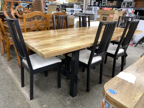 IKEA Skogsta Blonde & Black Wooden Dining Set