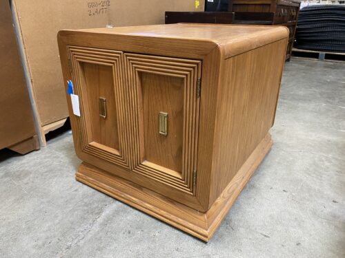 Retro Deep Cabinet End Table with Gold Hardware