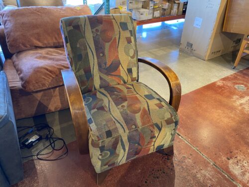 Retro Pattern Accent Chair with Bentwood