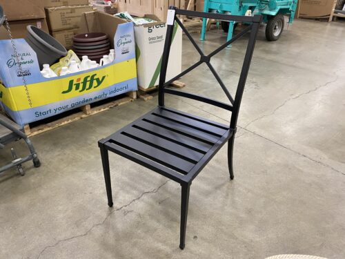 RESTORATION HARDWARE Black Metal Patio Chair with Cross Back