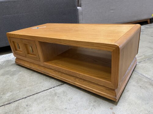Retro Deep Cabinet Coffee Table with Gold Hardware