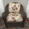 Dark Wicker Floral Patio Chair w/ Ottoman