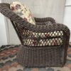Dark Wicker Floral Patio Chair w/ Ottoman