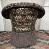Dark Wicker Floral Patio Chair w/ Ottoman