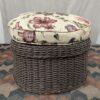 Dark Wicker Floral Patio Chair w/ Ottoman
