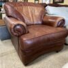 RAPALLO Brown Patchwork Leather Armchair w/ Nailhead Trim