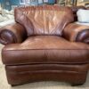RAPALLO Brown Patchwork Leather Armchair w/ Nailhead Trim
