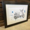 "Scooter Away" Blue Signed Framed Print by Sam Nagel