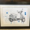 "Scooter Away" Blue Signed Framed Print by Sam Nagel