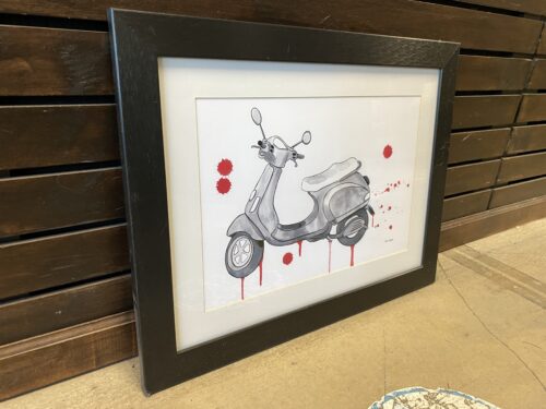 "Scooter Away" Red Signed Framed Print by Sam Nagel