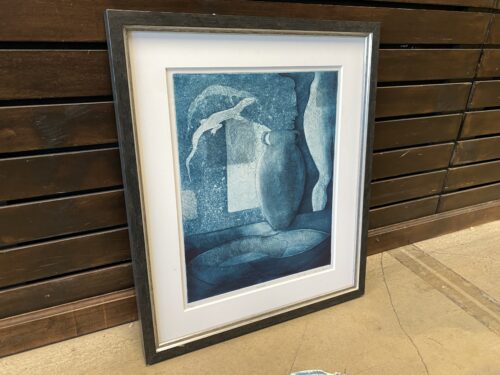"Calabria" Signed Framed Blue Surrealist Print