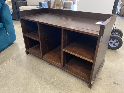 Dark Wood Entry Bench with Shoe Storage