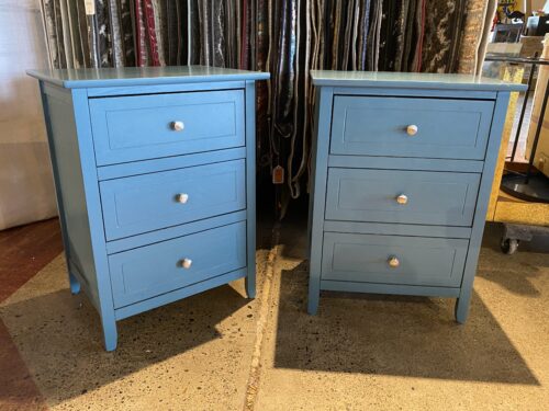 Blue 3-Drawer Nightstand Set (2)
