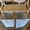 All Wood Rolling 2-Bin Laundry Cart
