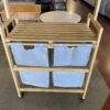 All Wood Rolling 2-Bin Laundry Cart