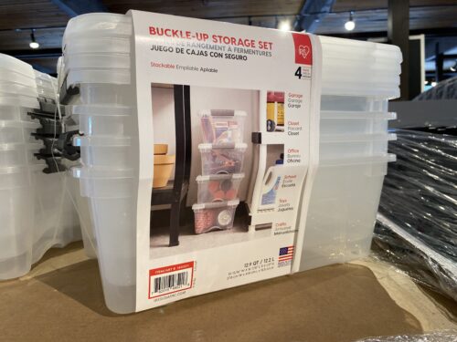 IRIS Buckle-Up Clear Storage Bin Set (4)
