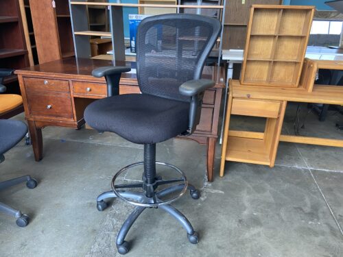 Black Mesh Adjustable Drafting Stool