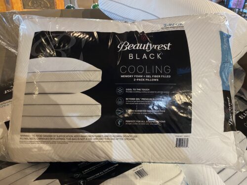 BEAUTYREST Black Cooling Memory Foam+Gel Fiber Pillow Set (2), Queen