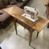SINGER Vintage Dark Wood Tuck-Away Sewing Machine and Chair
