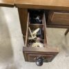 SINGER Vintage Dark Wood Tuck-Away Sewing Machine and Chair
