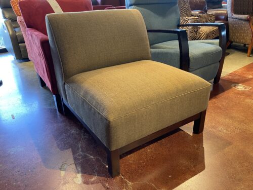 Wide Neutral Brown Slipper Chair
