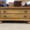 Distressed Large Square Wooden Coffee Table w/ 4 Drawers