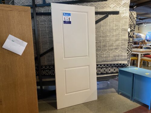 White 2-Panel Exterior Door, Undrilled