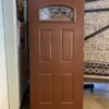 Maroon Brown 1/4 Light 4-Panel Entry Door, Undrilled
