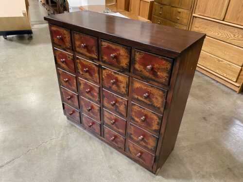 Warm Toned Apothecary Style Console Cabinet