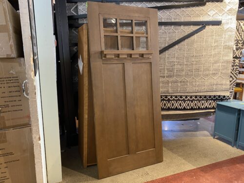 Rustic 1/4 Light Natural Wood Entry Door w/ Shelf