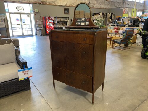 Tiger Grained 4 Drawer Tallboy Vanity Dresser