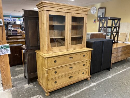 Solid Wood Blonde Rustic China Hutch