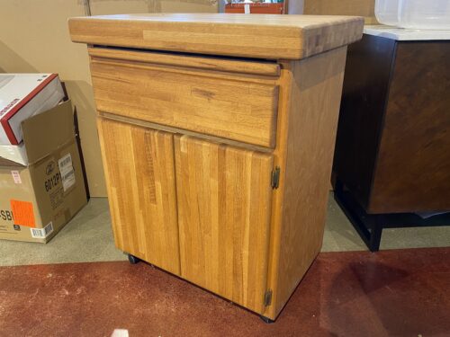 Thick Wood Rolling Kitchen Cart w/ Slide-Out Tray