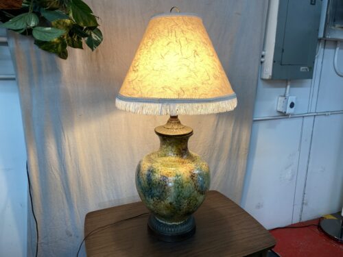 Vintage Large Marbled Ceramic Table Lamp