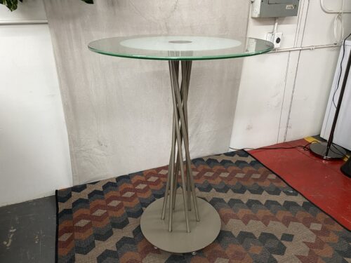 Modern Glass Pub Table w/ Twisted Metal Base