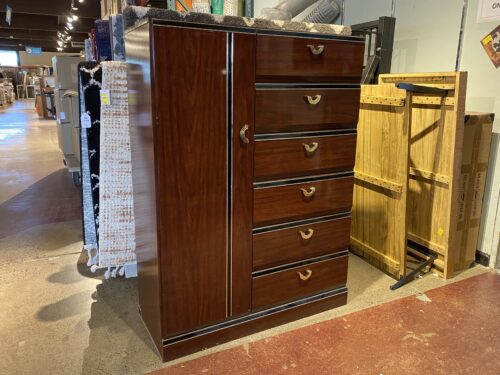 Glossy Brown Armoire w/ Stationary Shelves