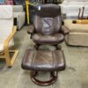 EKORNES Brown Leather Stressless Recliner with Ottoman
