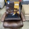 EKORNES Brown Leather Stressless Recliner with Ottoman