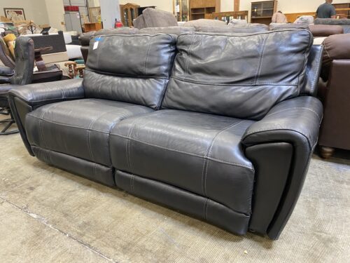 Black Leather Angle Armed Double Recliner Loveseat