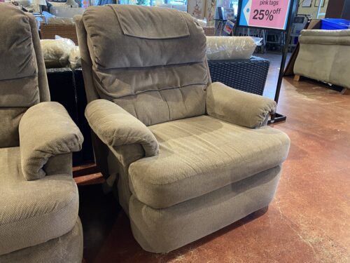 Wide Muted Brown Manual Recliner Armchair