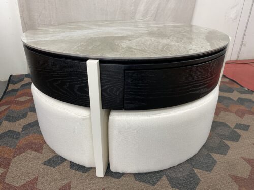 Modern Faux Marble Lift Top Coffee Table Set w/ 4 Chairs