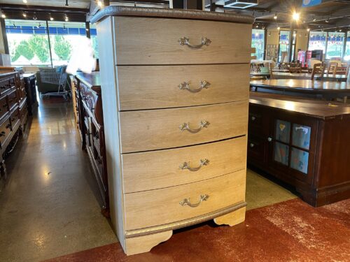 Lightweight Cream 5-Drawer Tallboy Dresser
