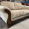 ASHLEY Light Brown Loveseat w/ Wooden Frame