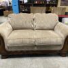 ASHLEY Light Brown Loveseat w/ Wooden Frame