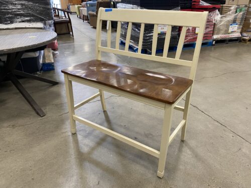 Farmhouse White Wood Double Barstool Bench