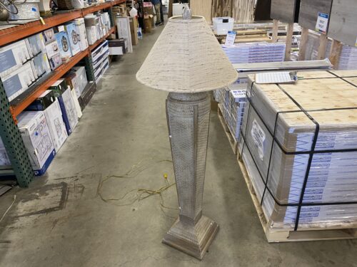 Wicker Basket Ceramic Pedestal Lamp