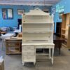 STANLEY White French Provincial Half-Campaign Desk with Hutch