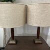Pair of Wooden Table Lamps w/ Adjustable Brightness